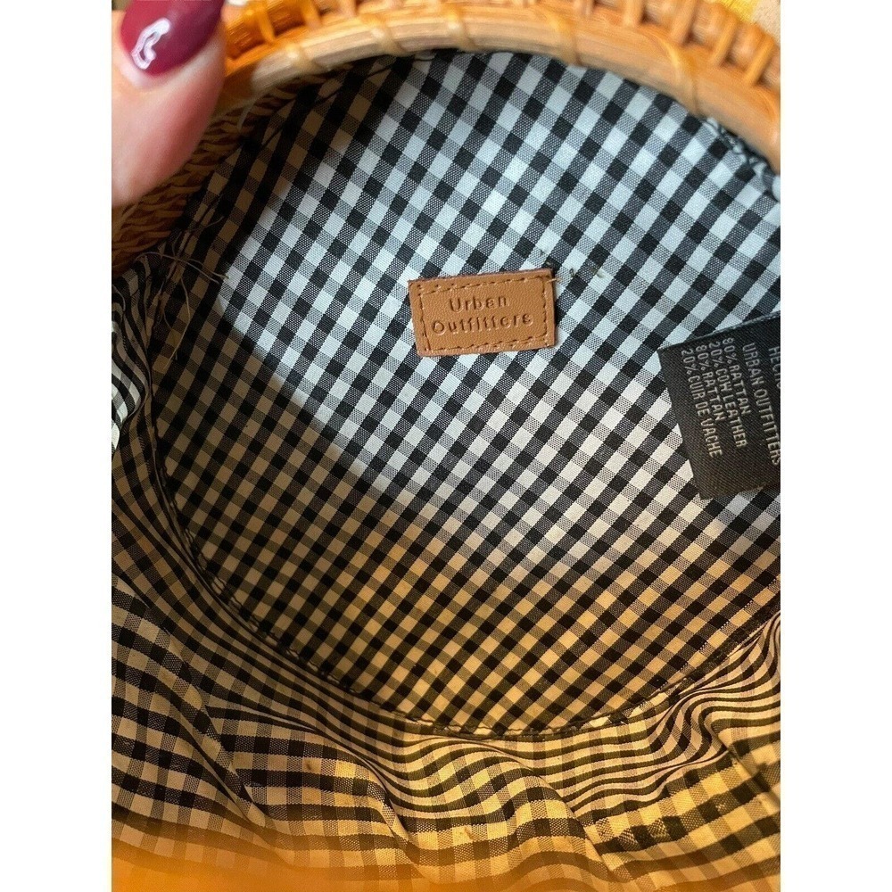 Urban Outfitters Round Hand Woven Straw Rattan Basket Purse Crossbody Bag Boho - Picture 6 of 10
